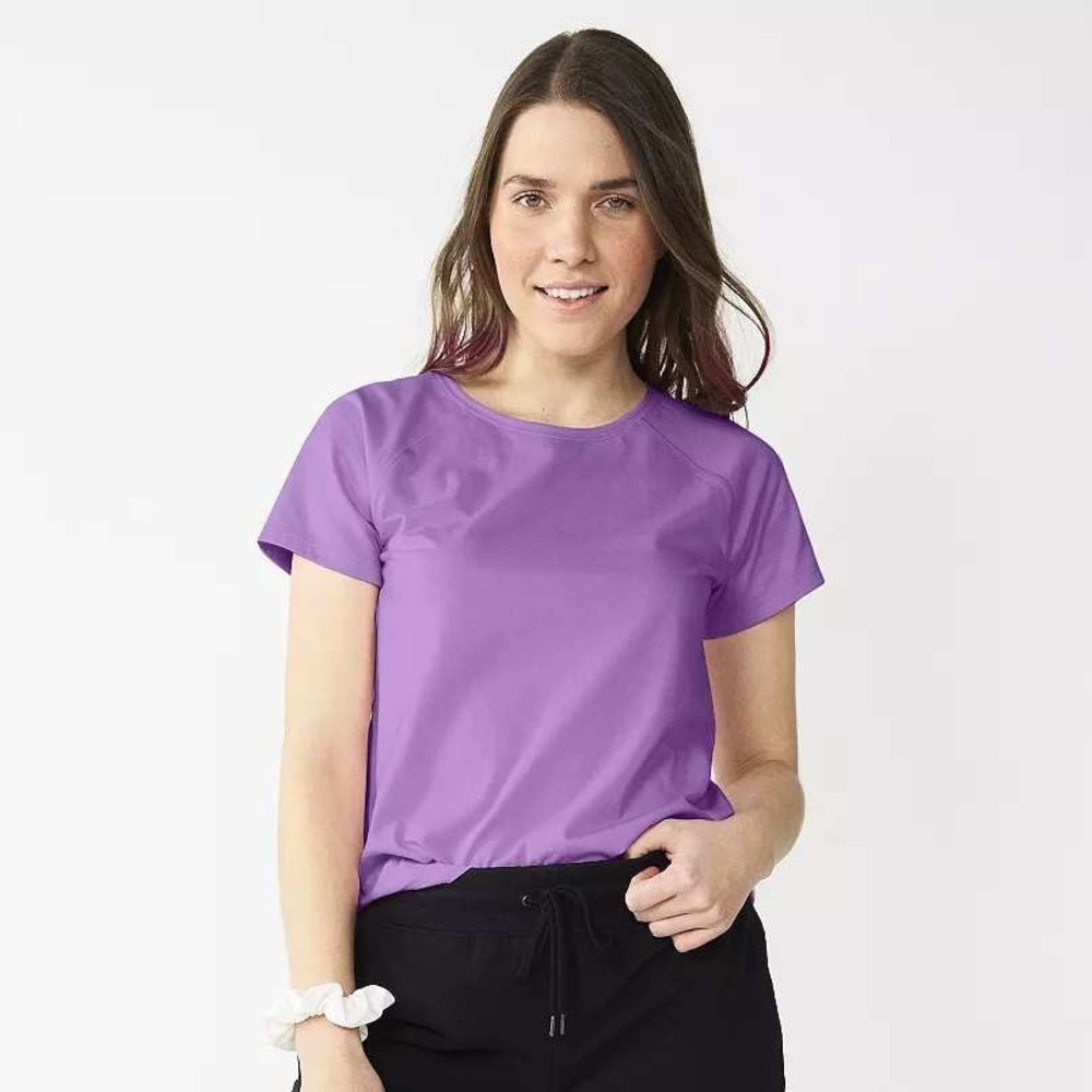 Tek Gear Workout Tee Womens Large Purple Raglan Short Sleeve Activewear Top